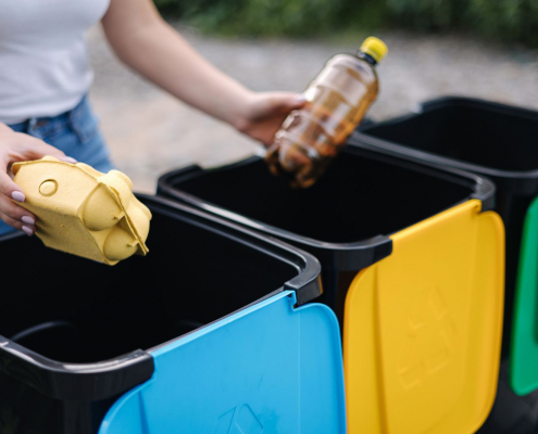 Tri dans les poubelle plastique verre et carton